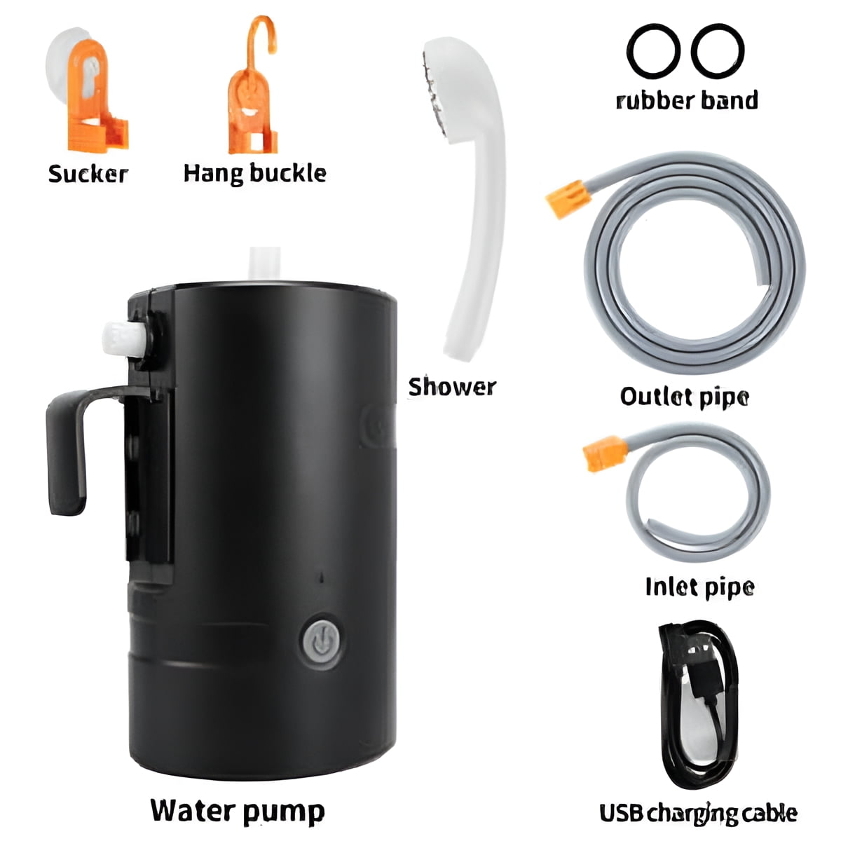 Portable Outdoor Shower, 2 Flow Mode, 4400mAh Battery Powered Shower Pump for Hiking/Backpacking, Travel, Beach, Pet, Flowering, IPX7 Waterproof &USB Rechargeable Camping Shower with 3 LED Lights