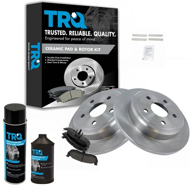 TRQ Rear Ceramic Brake Pad & 2 Rotor Kit w/Fluids for Commander Grand