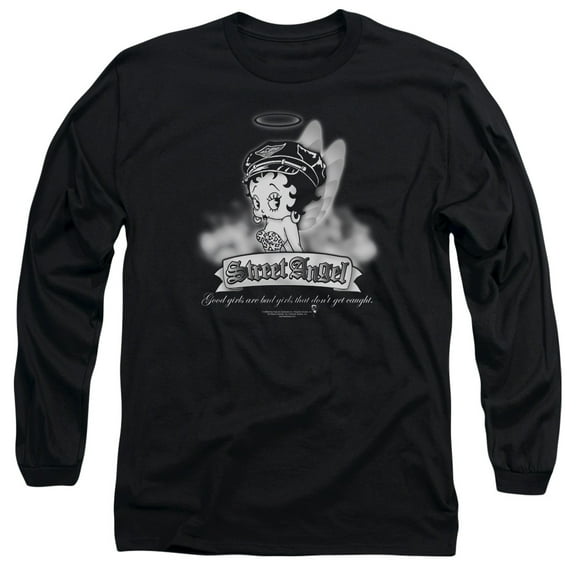 Betty Boop Street Angel Long Sleeve T-Shirt Adult 18/1 Black