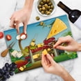 thumbnail image 4 of Dino Cutting Board, Cartoon Style Dinosaurs in a Dino Park Jungle Trees Wildlife Habitat Illustration, Decorative Tempered Glass Cutting and Serving Board, Large Size, Multicolor, by Ambesonne, 4 of 5