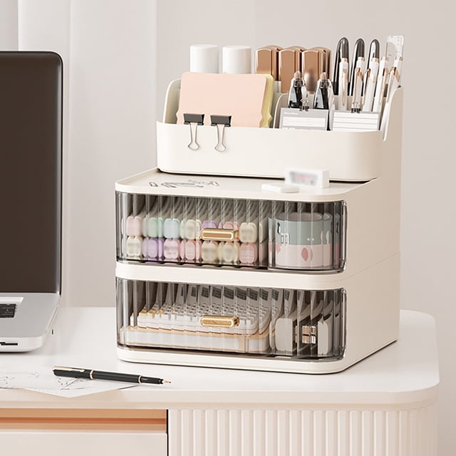 Transparent Makeup Vanity Organizer with Rectangular Compartments for Brushes Eyeshadow Beauty Supplies Bathroom Storage Tray Home Textile