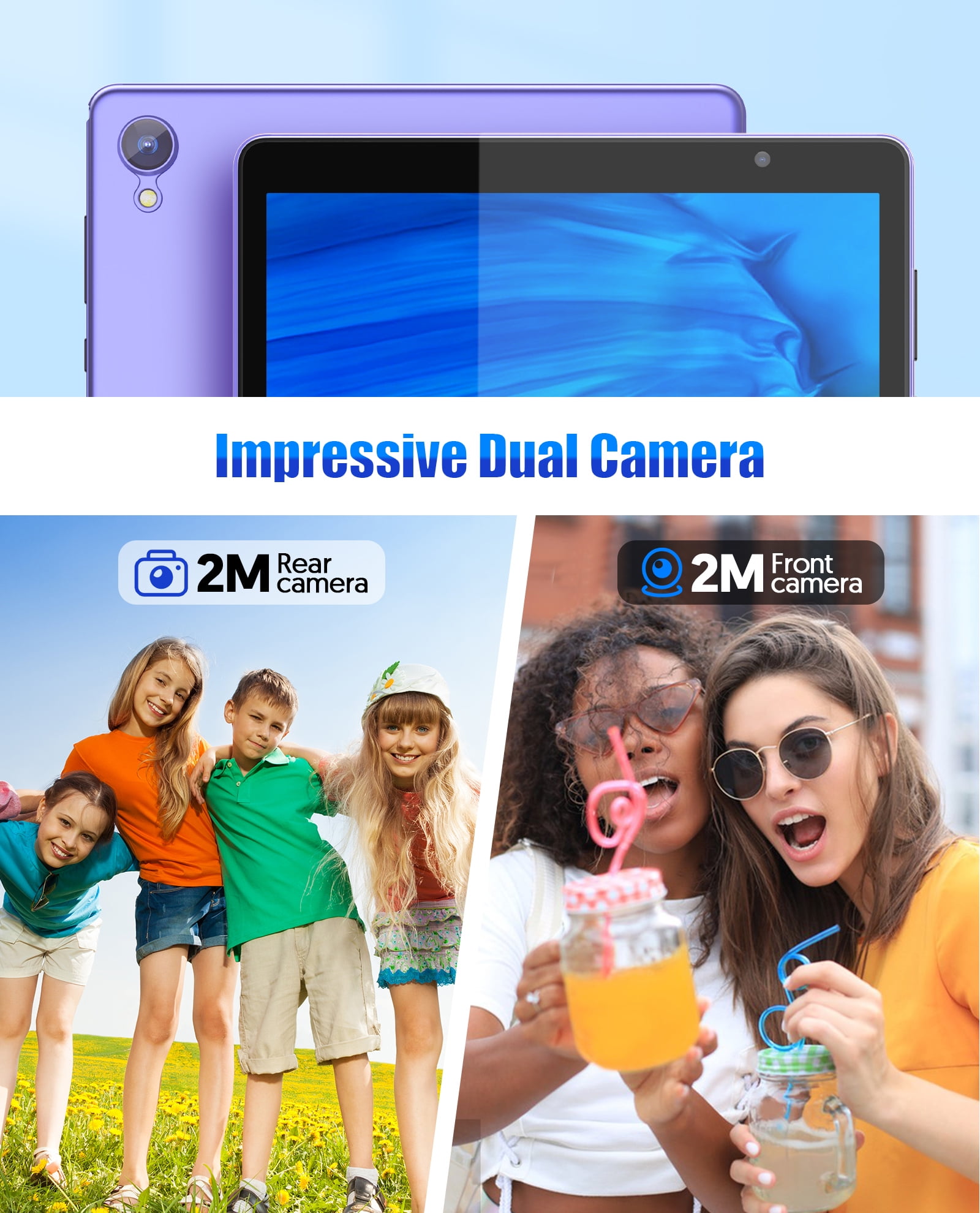 Tablets 10.1 inch Android 14 Tablet Newest, 32GB ROM 1TB Expand, Quad-Core Processor Tablet, 6000mAh Battery, Dual Camera, Wifi, 1280x 800 IPS Tablet PC (Purple)