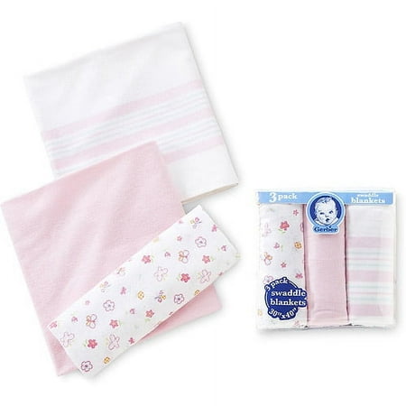 Gerber - 3-Pack Flannel Swaddle Blankets, Pink