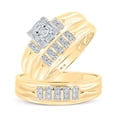 thumbnail image 3 of 10K Yellow Gold His Hers Round Diamond Square Matching Wedding Set 1/3 Cttw, Womens Size: 5-10, Mens Size: 7-13, 3 of 3