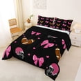 thumbnail image 2 of Erosebridal Teens Sport Football Print Queen Comforter Set 3pcs,Pink Rugby Bowtie Bedding Comforter Set for Girls Boys,Black Reversible,Breathable Home Decor, 2 of 6
