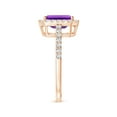 thumbnail image 3 of ANGARA Natural Emerald-Cut 1.5 ct Amethyst Halo Ring in 14K Rose Gold for Women (Size-8x6mm) | February Birthstone, Birthday, Anniversary, Jewelry Gift for Women | Natural Amethyst Ring, 3 of 8