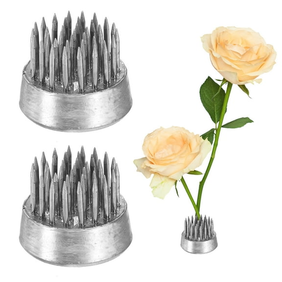 Uxcell 2Pcs Flower Frog, Round Stainless Floral Frogs, Flower Arranger Fixed Tool Pin Frog (Silver, 0.1")