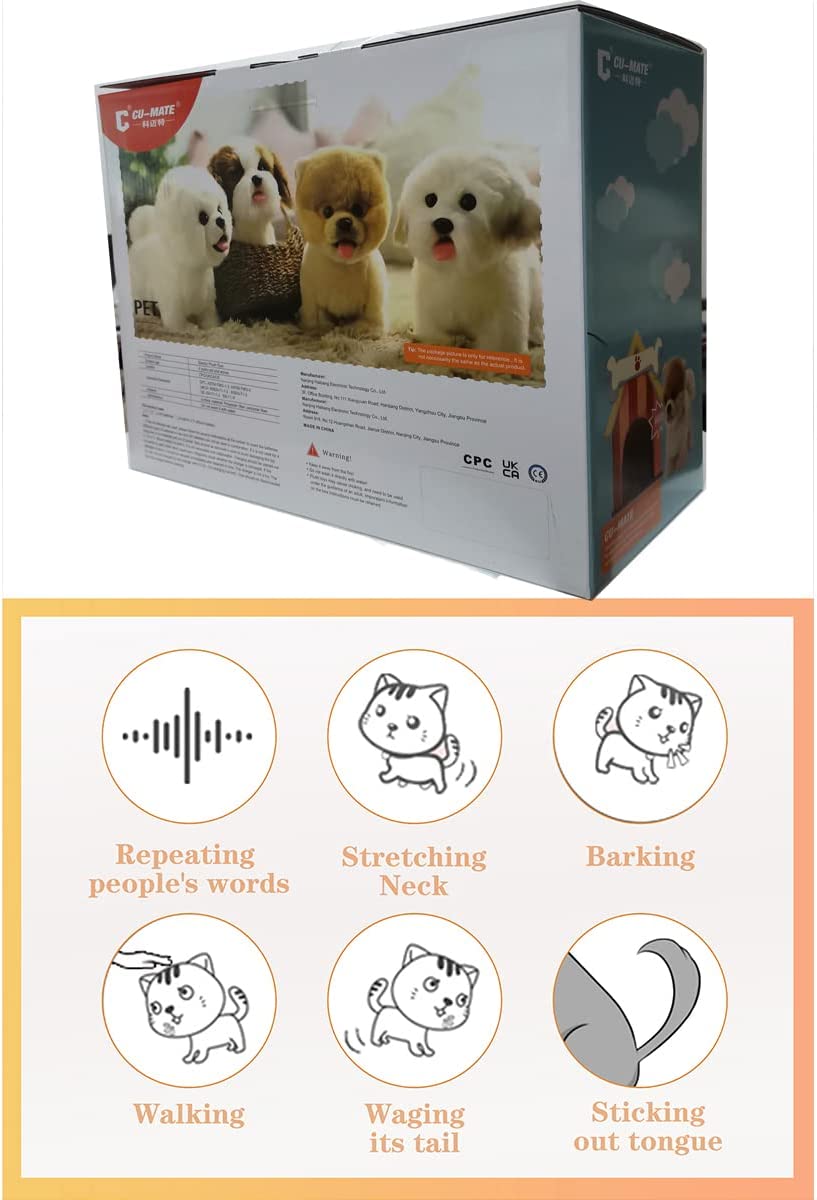CU-MATE Plush Interactive Pomeranian Simulation Dog-Realistic Puppy  Electronic Toy Dog with Walking/Barking/Wagging Tail/Talking-Like Real  Robotic