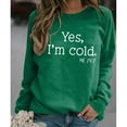 thumbnail image 2 of Sudadera de manga larga con estampado de letras y cuello redondo para mujer, color verde, L, 2 of 5