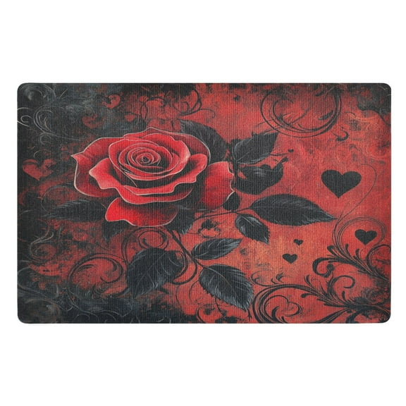 BZSMCE Floor Mats 32x20in Deep Red Rose Creativity Doormats