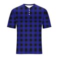 thumbnail image 5 of Cmfcve Round Neck T-shirts for Men Plaid Button Top Blouses Short Sleeve Pullover Work Tee Tops, 5 of 5