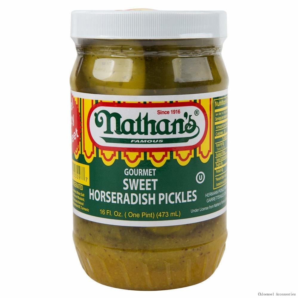 Nathan's FAMOUS Sweet Horseradish Gourmet Pickles (16 Oz 2Pack)