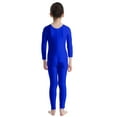 thumbnail image 3 of Aislor Kids Girls Long Sleeve Bodysuit Full Body Unitard Ballet Dance Gymnastics Leotard Dancewear Royal Blue 7-8, 3 of 7
