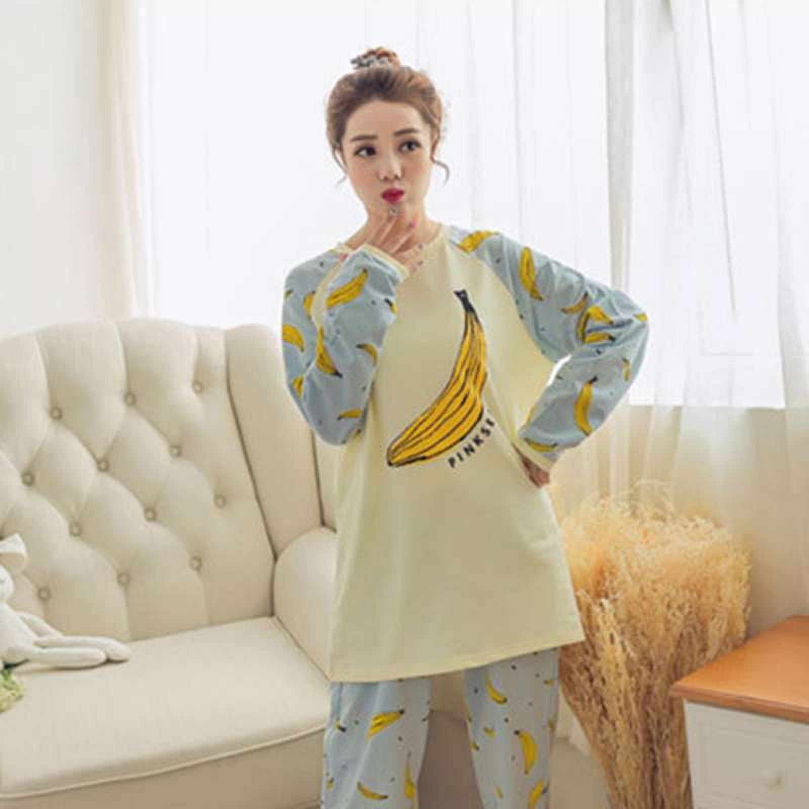 Women Pajamas Set Long Sleeve Tops Pants Trousers Set Cartoon Home Pajamas Soft Homewear Sleepwear