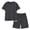 Black, variant on BLTIBY Mens 2 Pieces Outfits Short Sleeve Henley Shirts and Shorts Casual Sets with Pockets Gray 4XL