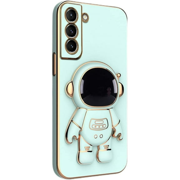 Fashion Creative Cute Astronaut Bracket TPU Phone case for Samsung Galaxy A33 A51 A52 S A53 A71 A72 A73 4G 5G Bumper Popular Spaceman Stand Shockproof Protective Back Cover(Cyan,A52 4G/5G)