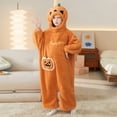 thumbnail image 7 of Cute Pumpkin Onesie Teen Halloween Funny Hooded Jumpsuit Pajamas Loungewear | Pumpkin Pajamas Kids Oversized One Piece Jumpsuit Halloween Costume Cozy Home Loungewear, Orange Kids - 14, 7 of 7