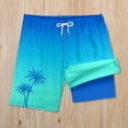 thumbnail image 2 of AJGRHE Girls Swim Trunks with Compression Liner Girls Quick Dry 2 in 1 Swim Shorts Summer Beach Shorts Blue 10-12 Years, 2 of 3