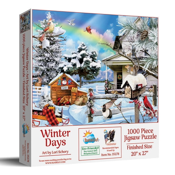 SunsOut Winter Days 1000 Piece Jigsaw Puzzle for Adults - Finished Size: 20" x 27" by Artist: Lori Schory
