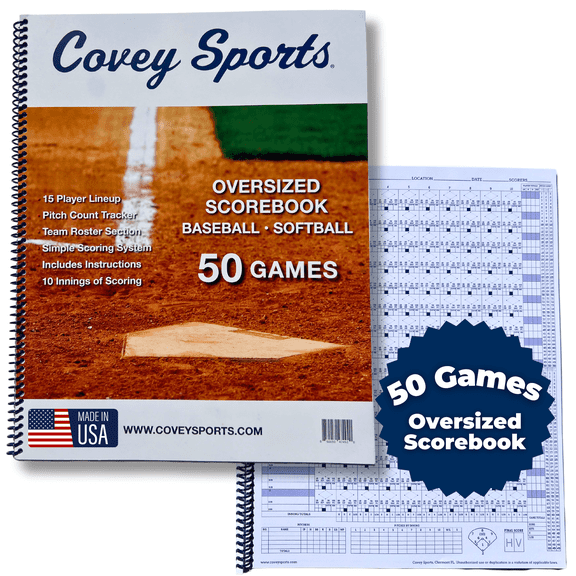 Covey Sports Oversized Baseball Scorebook & Softball Scorebook, 50-Game
