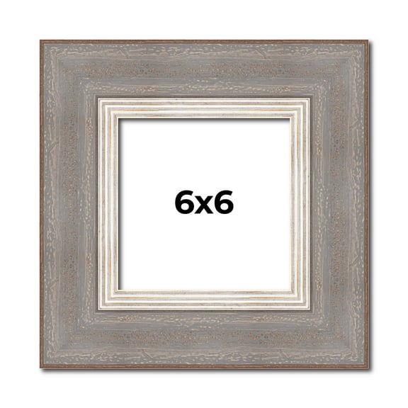 6x6 Frame Grey Real Wood Picture Frame Width 2.75 Inches | Interior Frame Depth 0.5 Inches | Linus
