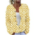 thumbnail image 2 of Amidoa Sweaters for Women Yellow Button up Long Sleeve Cardigan Knit Retro Graphic Cardigans Women's Cardigans XXXXL, 2 of 5