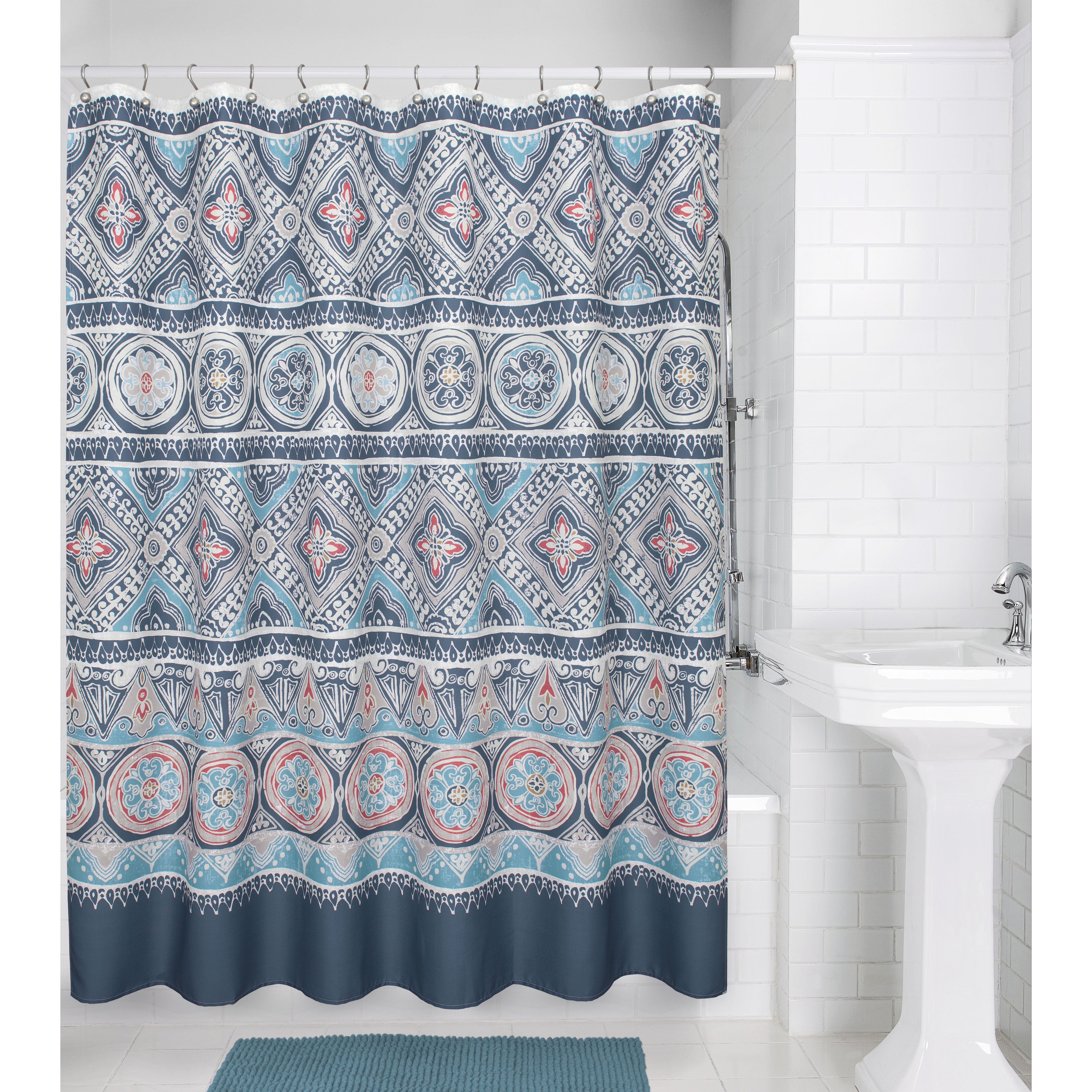 Mainstays Global Tile Medallion Shower Curtain 70 X72 Com