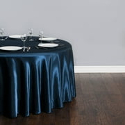118 in. Round Satin Tablecloth Navy Blue