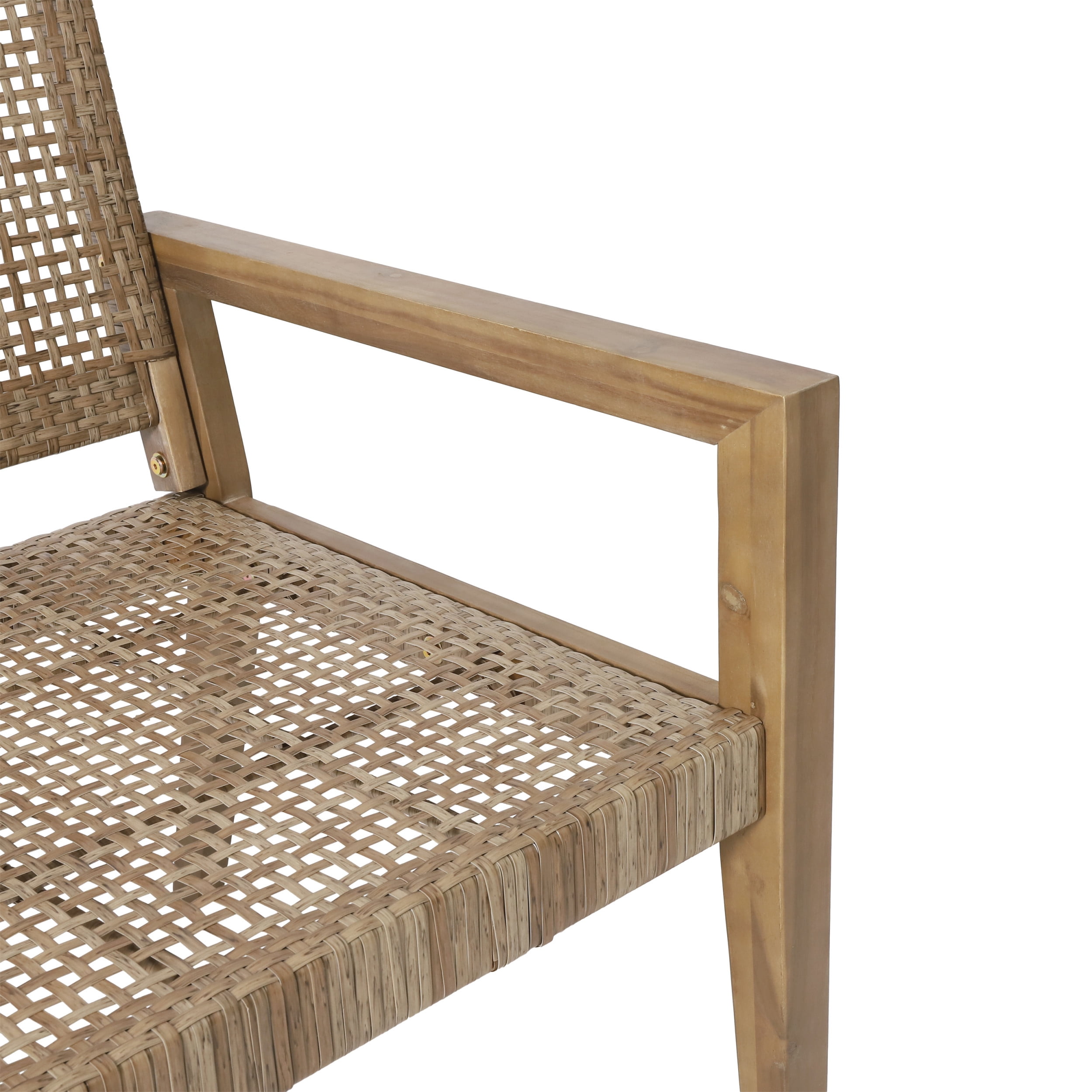 Coloma Wicker and Acacia Wood Outdoor Loveseat, Light Multibrown and Light Brown
