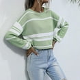thumbnail image 4 of Bishop Sleeve Striped Sweater Green Medium, 4 of 6