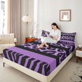 thumbnail image 4 of Feelyou Zebra Cheetah Print Twin Sheet Sets, Purple Polkadots Bedding, 3 Pieces, 4 of 7