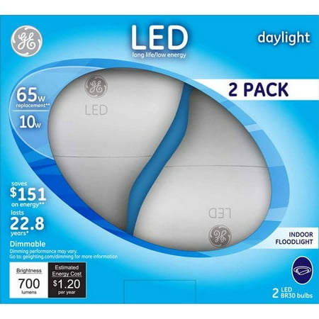 

GE LED 10-Watt Daylight Medium Flood Light R30 2-Pack
