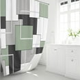 thumbnail image 2 of BTTN Extra Long Shower Curtain - 72x84 Inch Long Geometric Decorative Fabric Shower Curtain Set with 12 Plastic Hook, Water Repellent, Large Hotel Modern Unique Shower Curtain for Bathroom, Sage Green, 2 of 5