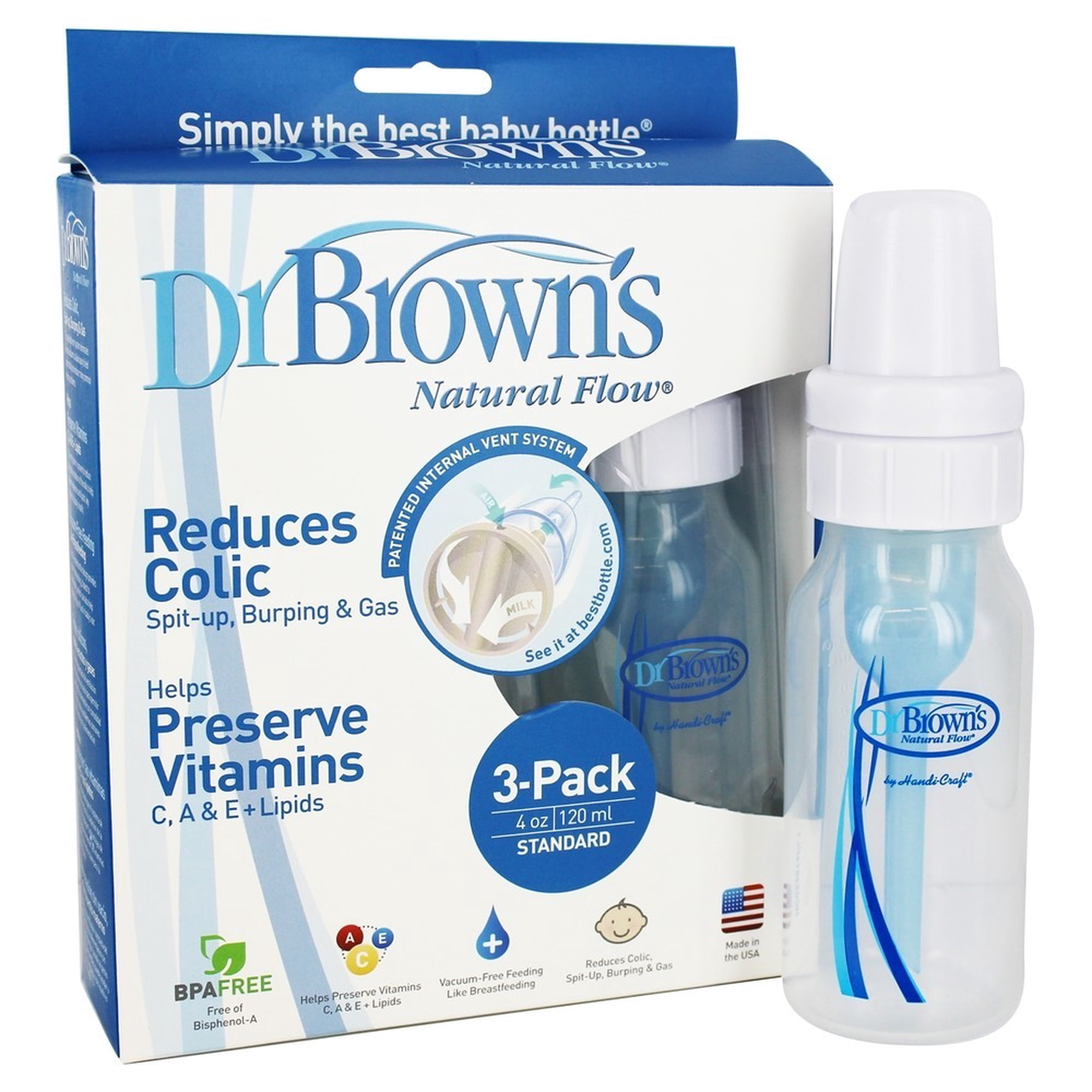 ***Discontinued***Dr. Brown Dr Brown 4 Oz Baby Bottle 3pk