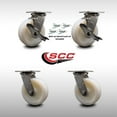 thumbnail image 2 of 6 Inch 316 Stainless Steel Nylon Caster Set w/Ball Bearing 4 Swivel Lock 2 Brake, 2 of 2