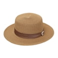 thumbnail image 6 of Fewfanhot Women Wide Brim Straw Boater Hat UPF Sun Protection Foldable Beach Fedora with Rhinestone Buckle Ribbon, 6 of 6