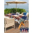 thumbnail image 4 of Outdoor Tablecloth with Umbrella Hole and Zipper, Navy Blue Christmas Rectangle Table Cloth 54x80 Inch Waterproof Tablecloth, Gnomes Xmas Tree Poinsettia Eucalyptus Picnic Table Cover for Patio, 4 of 7