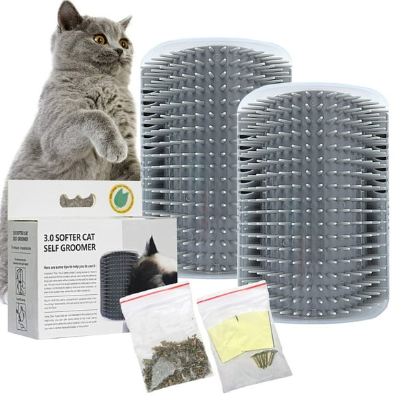 2 PACK Cat Self Groomer,Softer Cat Corner Scratcher For Wall With Catnip,Massage Comb Groomer Cat Corner Groomer,Pet Grooming Massage Kitten Brush,Cat Face Scratcher For Kitten with Long &Short Fur
