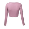 thumbnail image 3 of Doublju Women's Round Neck Slim Fit Long Sleeve Crop Tops (Female Plus Size Available), 3 of 4