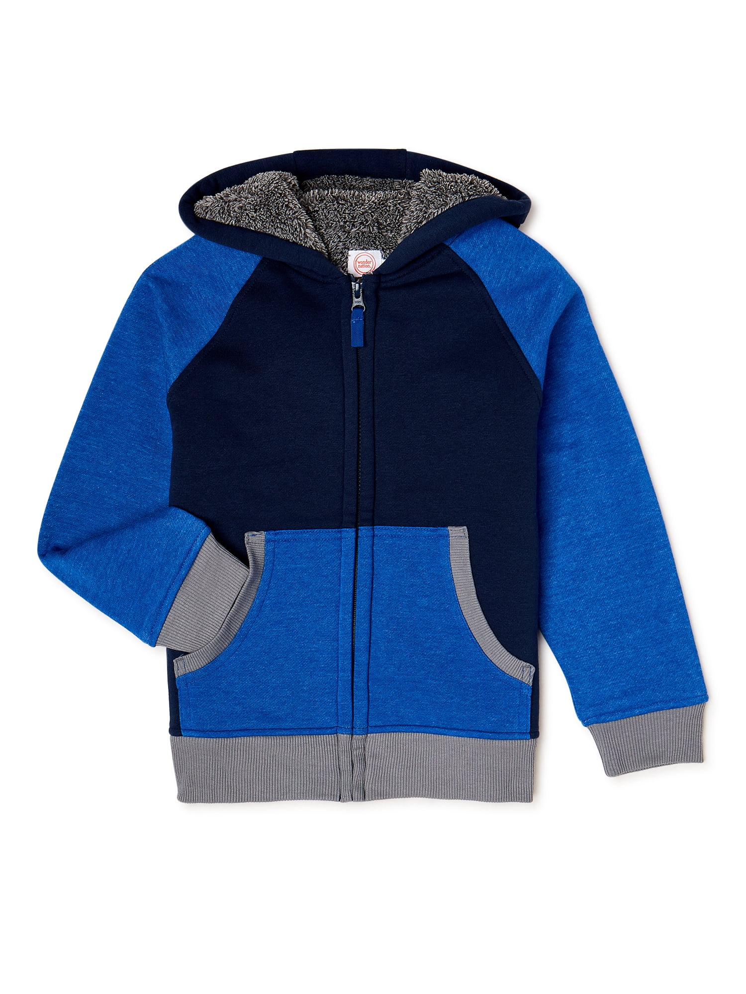 Kids Sherpa Lined Fleece Full Zip Up Hooded Sweatshirt Jacket