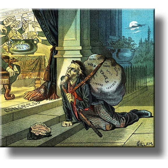 Funny Comic Vintage Political System Picture Made on Stretched Canvas Wall Art Decor Ready to Hang!.