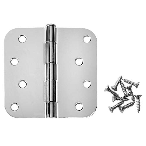 Cosmas Polished Chrome Door Hinge 4" Inch x 4" Inch with 5/8" Inch Radius Corners - 12 Pack