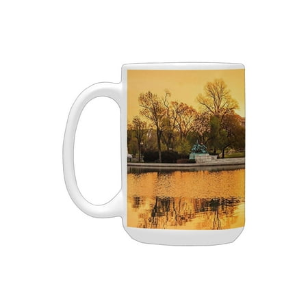 

United States Washington DC American Capital City White House above the Lake Landscape Apricot Ginge Ceramic Mug (15 OZ) (Made In USA)