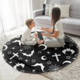 thumbnail image 3 of Black Halloween Bat Spider Pattern Round Blanket,Comfortable Soft Flannel Throw Blanket,All Season,Warm Lightweight Blankets for Sofa Bed Couch Living Room Chair 60"x60", 3 of 5
