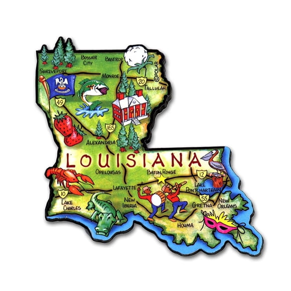 Aimant d'État en Louisiana Artwood, Souvenir de Collection par Classic Magnets