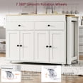 thumbnail image 5 of 74.5 inch Kitchen Island with Extendable Dining Table , Rolling Kitchen Island on Wheels with Spice Rack and 2 Drawers,  Kitchen Storage Cart with 4 Door Cabinet, for Kitchen, Dining Room, White, 5 of 8