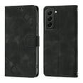 thumbnail image 2 of Feishell for Samsung Galaxy S22 6.1 inch Wallet Case with Wrist Strap,Flip Cover with Embossed Pattern PU Leather Kickstand Credit Card Slots Magnetic Clasp Folio Purse Phone Case,Black, 2 of 7
