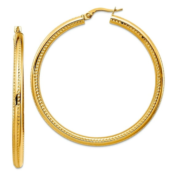 14k Gold Fancy Hoop Earrings 46x45mm Wide 3.05mm Thick Hoop Earring for Women - 3.7 Grams
