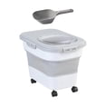thumbnail image 2 of Contenedor de almacenamiento de alimentos para perros y gatos, contenedor de arroz con ruedas, harina de cereales y azúcar Blanco, 2 of 8