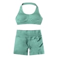 thumbnail image 6 of LIUJUNSHOP Workout Sets for Women 2 Piece Seamless Ribbed Tank Top Sport Bra High Waist Biker Shorts GYM Yoga Exercise Outfits Green S, 6 of 6